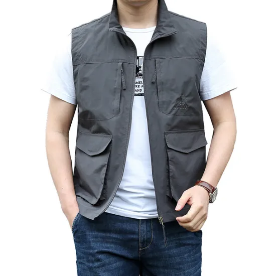 Outlet OUKU Men's Fishing Vest Hiking Vest Top Outdoor Breathable Water Resistant Zipper Pocket Multi Pockets Polyester Army Green Khaki Dark Blue Fishing Climbing