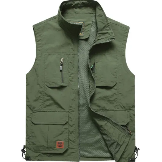 Best OUKU Men's Fishing Vest Military Tactical Vest Hiking Vest Sleeveless Vest / Gilet Jacket Top Outdoor Breathable Quick Dry Lightweight Multi Pockets Summer Spandex Polyester Black Green Grey Fishing