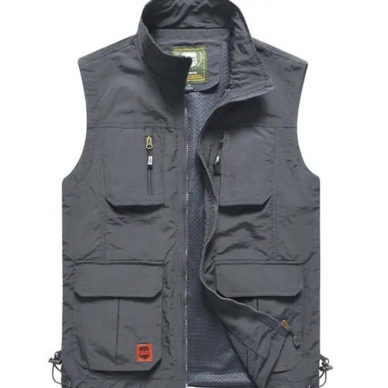 Best OUKU Men's Fishing Vest Military Tactical Vest Hiking Vest Sleeveless Vest / Gilet Jacket Top Outdoor Breathable Quick Dry Lightweight Multi Pockets Summer Spandex Polyester Black Green Grey Fishing