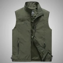 Discount OUKU Men's Fishing Vest Military Tactical Vest Hiking Vest Sleeveless Vest / Gilet Jacket Top Outdoor Breathable Quick Dry Lightweight Multi Pockets Summer Back Venting Design Chinlon Dark Grey Black Army