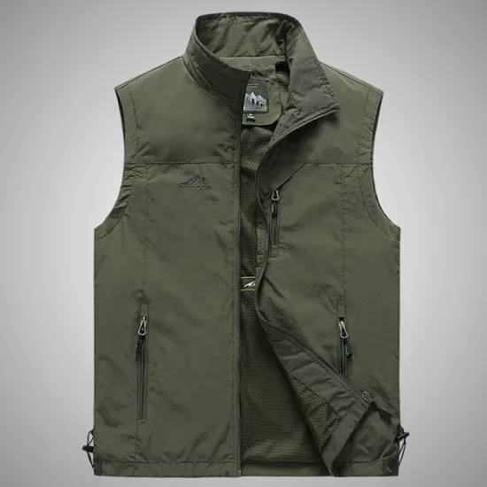 Discount OUKU Men's Fishing Vest Military Tactical Vest Hiking Vest Sleeveless Vest / Gilet Jacket Top Outdoor Breathable Quick Dry Lightweight Multi Pockets Summer Back Venting Design Chinlon Dark Grey Black Army
