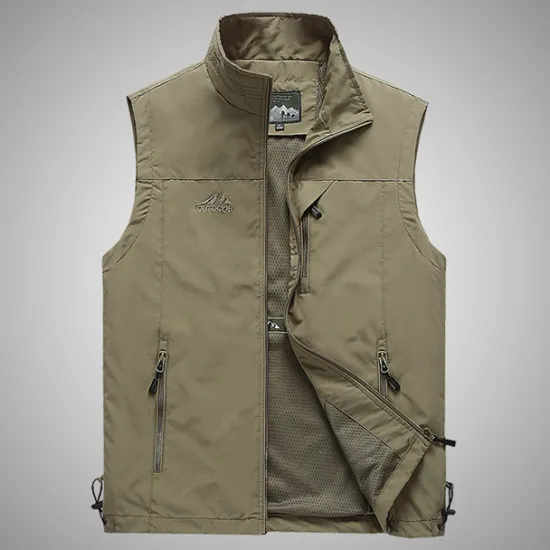 Discount OUKU Men's Fishing Vest Military Tactical Vest Hiking Vest Sleeveless Vest / Gilet Jacket Top Outdoor Breathable Quick Dry Lightweight Multi Pockets Summer Back Venting Design Chinlon Dark Grey Black Army