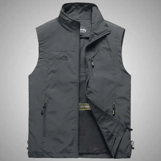 Discount OUKU Men's Fishing Vest Military Tactical Vest Hiking Vest Sleeveless Vest / Gilet Jacket Top Outdoor Breathable Quick Dry Lightweight Multi Pockets Summer Back Venting Design Chinlon Dark Grey Black Army