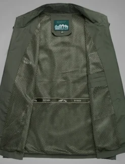 Clearance OUKU Men's Fishing Vest Sleeveless Vest Outdoor Casual Spring Fall Pocket Polyester Quick Dry Plain Zipper Stand Collar Black Army Green Blue Khaki Vest