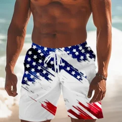 Sale OUKU Men's Flag American Flag National Flag Swimming Trunks Board Shorts Shorts Mid Waist Fashion Streetwear Hawaiian Casual Daily Holiday Pocket Drawstring Elastic Waist Designer Clothing Apparel
