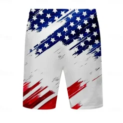 Sale OUKU Men's Flag American Flag National Flag Swimming Trunks Board Shorts Shorts Mid Waist Fashion Streetwear Hawaiian Casual Daily Holiday Pocket Drawstring Elastic Waist Designer Clothing Apparel