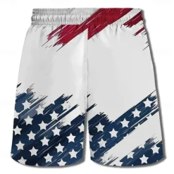 New OUKU Men's Flag American Flag National Flag Swim Shorts Board Shorts Swimming Trunks Mid Waist Fashion Streetwear Designer Casual Daily Holiday Pocket Drawstring Elastic Waist Designer Clothing Apparel