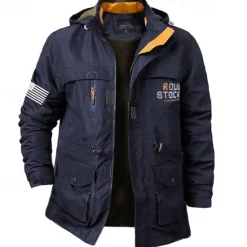 OUKU Men's Flag American US Flag Outdoor Jacket Coat Hoodie Jacket Tactical Practical Waterproof Casual Sports Outdoor Daily Wear Zip Front Adjustable Drawstring Hood Graphic Fall Winter Standing Collar