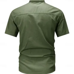 New OUKU Men's Flag American US Flag Letter Printed Work Shirt Western Shirt Cargo Shirt Short Sleeve Casual Tactical Going out Summer Turndown Buttons Print Black Army Green Dark Blue Gray