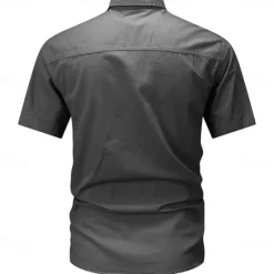 New OUKU Men's Flag American US Flag Letter Printed Work Shirt Western Shirt Cargo Shirt Short Sleeve Western Style Tactical Fashion Casual Going out Summer Turndown Buttons Print Black Army Green Khaki Dark