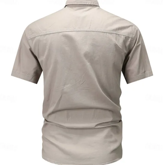 New OUKU Men's Flag American US Flag Letter Printed Work Shirt Western Shirt Cargo Shirt Short Sleeve Western Style Tactical Fashion Casual Going out Summer Turndown Buttons Print Black Army Green Khaki Dark