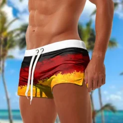 Clearance OUKU Men's Flag Football Germany Swim Trunks Swim Shorts Board Shorts Mid Waist Fashion Designer Surfing Holiday Beach Pocket Drawstring Elastic Waist Designer Clothing Apparel