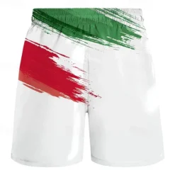Sale OUKU Men's Flag National Flag Swimming Trunks Board Shorts Shorts Mid Waist Fashion Streetwear Designer Casual Daily Holiday Pocket Drawstring Elastic Waist Designer Clothing Apparel White
