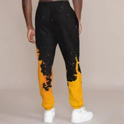 New OUKU Men's Flame Sweatpants Joggers Mid Waist Casual Party Daily 3D Print Spring Fall & Winter 3D Print Black