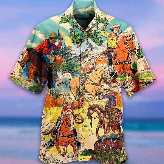 Discount OUKU Men's Flamingo Lights Shirt Summer Hawaiian Shirt Aloha Shirt Short Sleeve Shirt Turndown Tropical Fashion Streetwear Casual Hawaiian Holiday Black Yellow Light Green S M L