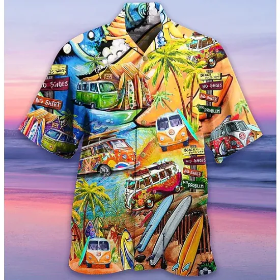 Discount OUKU Men's Flamingo Lights Shirt Summer Hawaiian Shirt Aloha Shirt Short Sleeve Shirt Turndown Tropical Fashion Streetwear Casual Hawaiian Holiday Black Yellow Light Green S M L