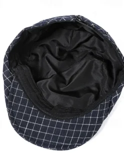 OUKU Men's Flat Cap Ascot Hat Newsboy Hat Black White Cotton Fashion Casual Street Daily Plaid Adjustable Sunscreen Breathable