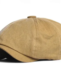 OUKU Men's Flat Cap Ascot Hat Newsboy Hat Black khaki Cotton Fashion Casual Street Daily Plain Adjustable Sunscreen Breathable