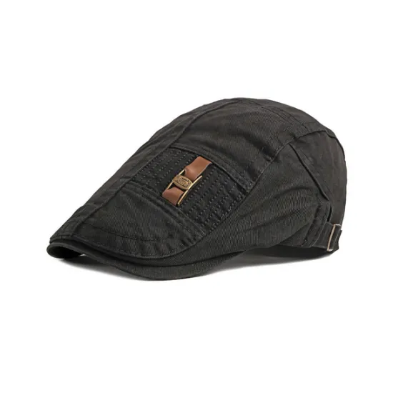 Best OUKU Men's Flat Cap Ascot Hat Newsboy Hat Black Dark Navy Cotton Fashion Streetwear Stylish 1920s Fashion Outdoor Daily Going out Plain Warm