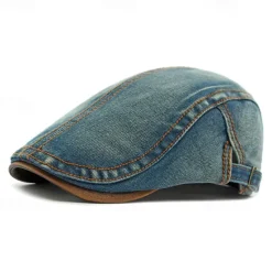 Outlet OUKU Men's Flat Cap Ascot Hat Newsboy Hat Black Navy Blue Denim Fashion Casual Street Daily Plain Adjustable Sunscreen Breathable