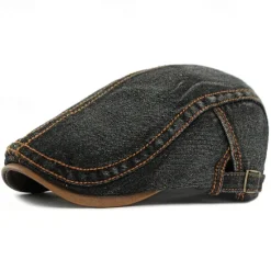 Outlet OUKU Men's Flat Cap Ascot Hat Newsboy Hat Black Navy Blue Denim Fashion Casual Street Daily Plain Adjustable Sunscreen Breathable