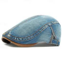 Outlet OUKU Men's Flat Cap Ascot Hat Newsboy Hat Black Navy Blue Denim Fashion Casual Street Daily Plain Adjustable Sunscreen Breathable