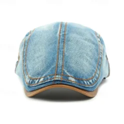 Outlet OUKU Men's Flat Cap Ascot Hat Newsboy Hat Black Navy Blue Denim Fashion Casual Street Daily Plain Adjustable Sunscreen Breathable