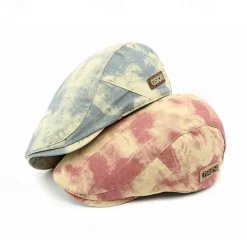 New OUKU Men's Flat Cap Ascot Hat Newsboy Hat Black Pink Cotton Fashion Casual Street Daily Tie Dye Adjustable Sunscreen Breathable