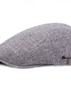 Outlet OUKU Men's Flat Cap Ascot Hat Newsboy Hat Black Blue Cotton / Linen Blend Fashion Casual Street Daily Plain Adjustable Sunscreen Breathable