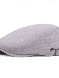 Outlet OUKU Men's Flat Cap Ascot Hat Newsboy Hat Black Blue Cotton / Linen Blend Fashion Casual Street Daily Plain Adjustable Sunscreen Breathable