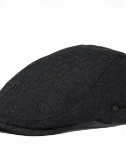 Outlet OUKU Men's Flat Cap Ascot Hat Newsboy Hat Black Blue Cotton / Linen Blend Fashion Casual Street Daily Plain Adjustable Sunscreen Breathable