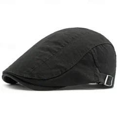 Outlet OUKU Men's Flat Cap Ascot Hat Newsboy Hat Black Navy Blue 100% Cotton Fashion Casual Street Daily Plain Adjustable Sunscreen Breathable
