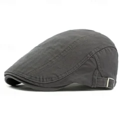 Outlet OUKU Men's Flat Cap Ascot Hat Newsboy Hat Black Navy Blue 100% Cotton Fashion Casual Street Daily Plain Adjustable Sunscreen Breathable