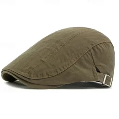 Outlet OUKU Men's Flat Cap Ascot Hat Newsboy Hat Black Navy Blue 100% Cotton Fashion Casual Street Daily Plain Adjustable Sunscreen Breathable