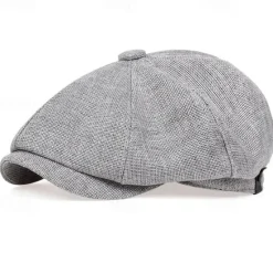 OUKU Men's Flat Cap Ascot Hat Newsboy Hat Black Brown Polyester Fashion Casual Street Daily Plain Breathable