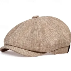 OUKU Men's Flat Cap Ascot Hat Newsboy Hat Black Brown Polyester Fashion Casual Street Daily Plain Breathable