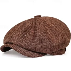 OUKU Men's Flat Cap Ascot Hat Newsboy Hat Black Brown Polyester Fashion Casual Street Daily Plain Breathable