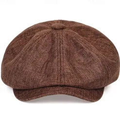 OUKU Men's Flat Cap Ascot Hat Newsboy Hat Black Brown Polyester Fashion Casual Street Daily Plain Breathable