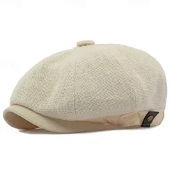 Online OUKU Men's Flat Cap Ascot Hat Newsboy Hat Black khaki Polyester Fashion Casual Street Daily Plain Adjustable Sunscreen Breathable