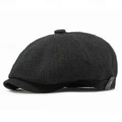 Online OUKU Men's Flat Cap Ascot Hat Newsboy Hat Black khaki Polyester Fashion Casual Street Daily Plain Adjustable Sunscreen Breathable
