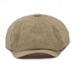 Online OUKU Men's Flat Cap Ascot Hat Newsboy Hat Black khaki Polyester Fashion Casual Street Daily Plain Adjustable Sunscreen Breathable