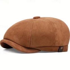 Hot OUKU Men's Flat Cap Ascot Hat Newsboy Hat Black Brown Polyester Fashion Casual Street Daily Plain Adjustable Sunscreen Breathable