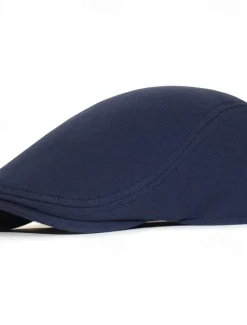 Sale OUKU Men's Flat Cap Ascot Hat Newsboy Hat Black Navy Blue Cotton Fashion Casual Street Daily Plain Adjustable Sunscreen Breathable