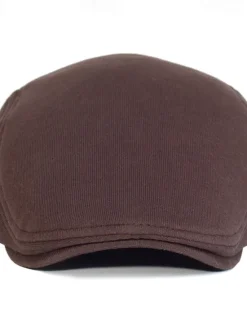 Sale OUKU Men's Flat Cap Ascot Hat Newsboy Hat Black Navy Blue Cotton Fashion Casual Street Daily Plain Adjustable Sunscreen Breathable
