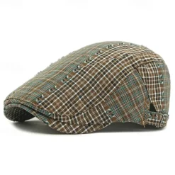 Outlet OUKU Men's Flat Cap Ascot Hat Newsboy Hat Black Red Cotton Fashion Casual Street Daily Plaid Adjustable Sunscreen Breathable