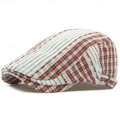 Outlet OUKU Men's Flat Cap Ascot Hat Newsboy Hat Black Red Cotton Fashion Casual Street Daily Plaid Adjustable Sunscreen Breathable