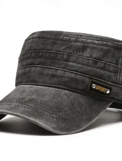 OUKU Men's Flat Cap Baseball Cap Military Cap Cadet Hat Black Brown Polyester / Cotton Blend Vintage Fashion Casual Street Daily Plain Adjustable Sunscreen Breathable