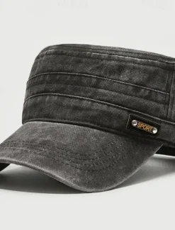 OUKU Men's Flat Cap Baseball Cap Military Cap Cadet Hat Black Brown Polyester / Cotton Blend Vintage Fashion Casual Street Daily Plain Adjustable Sunscreen Breathable