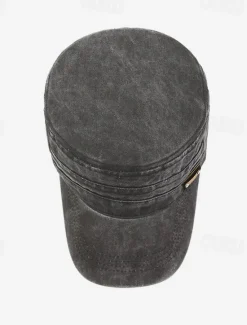 OUKU Men's Flat Cap Baseball Cap Military Cap Cadet Hat Black Brown Polyester / Cotton Blend Vintage Fashion Casual Street Daily Plain Adjustable Sunscreen Breathable