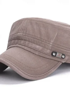 Sale OUKU Men's Flat Cap Baseball Cap Military Cap Cadet Hat Black Blue Cotton Vintage Travel Beach Outdoor Vacation Plain Adjustable Washable Casual